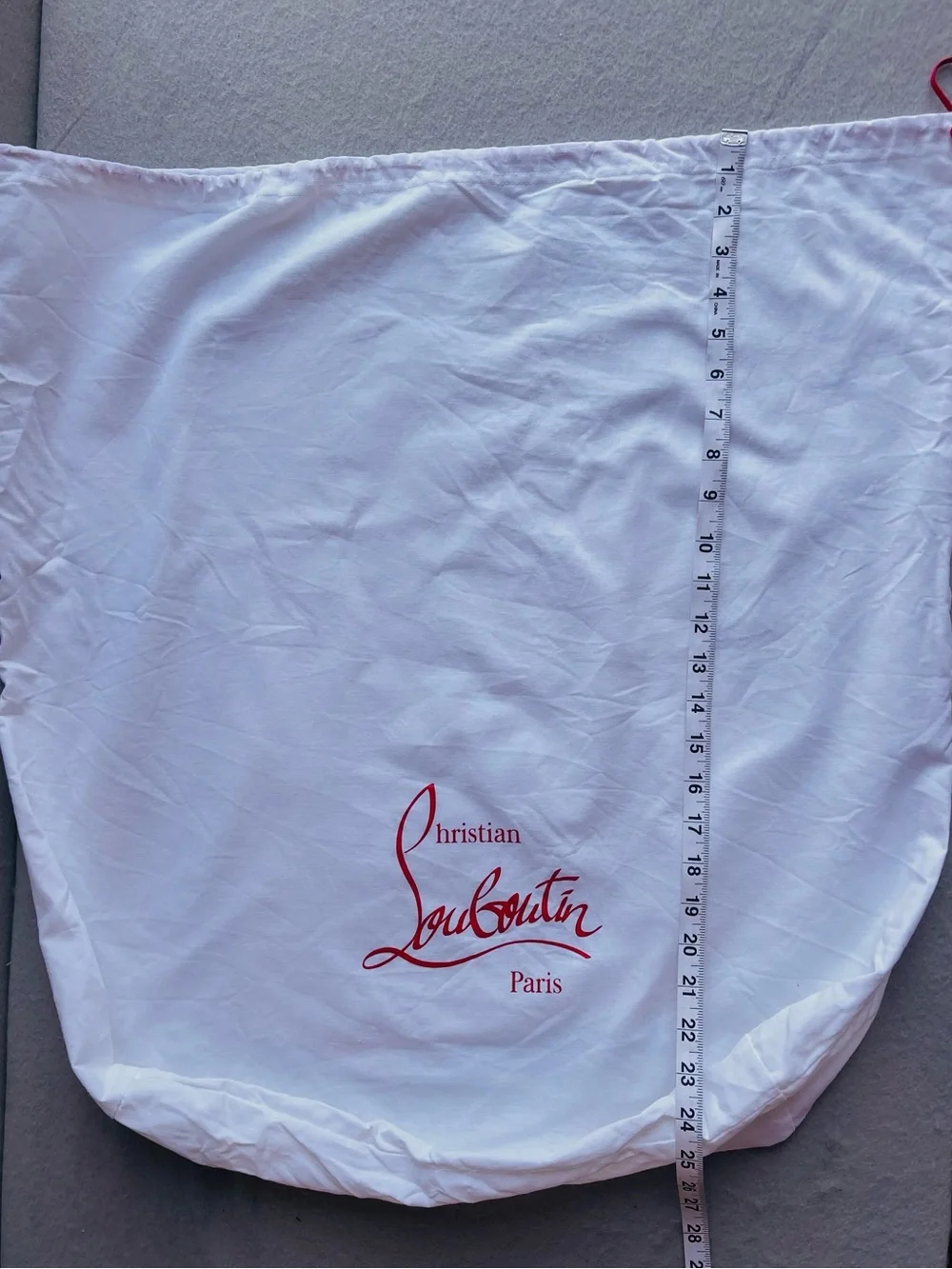 Christian Louboutin Dust Bag White Red Logo Drawstring Shoe Storage Bag Large
